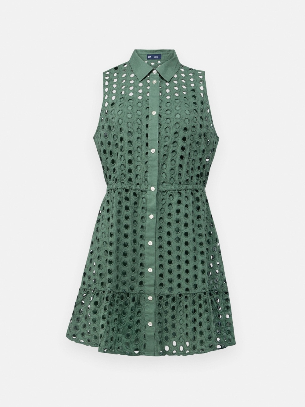 Gap sleeveless Green Eyelet Shirt Dress